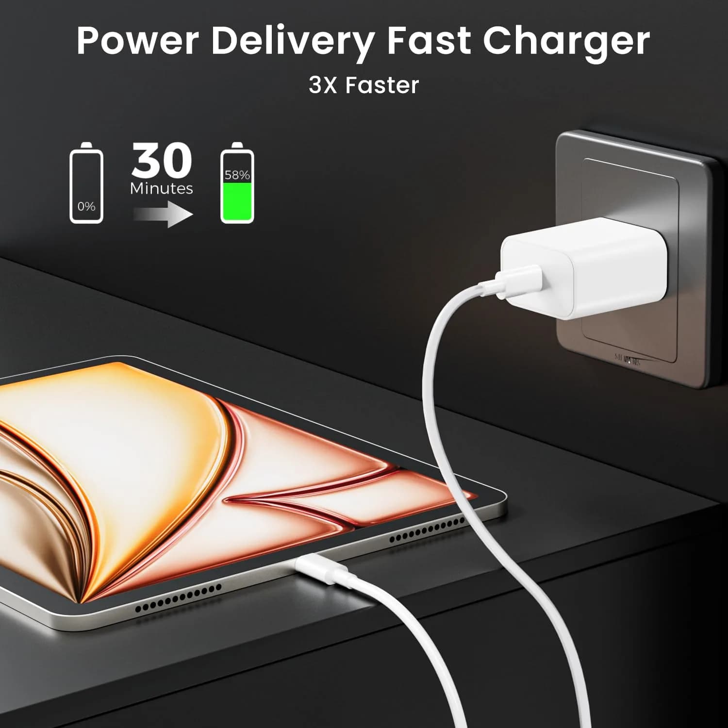 2Pack 20W USB C Fast Charger with 6.6ft USB C to C Cable for Apple iPad Pro 13/12.9/11 inch, iPad A16/10th Generation, iPad Air 11/13-in/5/4th, iPad mini 6/7th, iPhone 17/16/15 - view 3