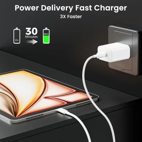 Aevonz 20W USB C Fast Charger & Cable Set 2m (6.6ft) | MFi-Certified for iPad & iPhone thumbnail 3