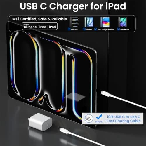 Aevonz 20W USB C Charger & 10ft Cable Set | 200cm (6.6ft) Cable Included thumbnail 2