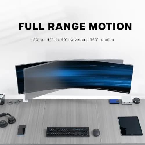 VIVO Black Heavy Duty Monitor Mount Wall Bracket for Ultrawide Screens up to 49 inch | 6.3 inch Height Adjustment thumbnail 4