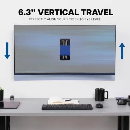 VIVO Black Heavy Duty Monitor Mount Wall Bracket for Ultrawide Screens up to 49 inch | 6.3 inch Height Adjustment thumbnail 5