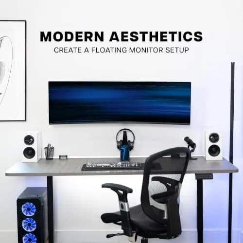 VIVO Black Heavy Duty Monitor Mount Wall Bracket for Ultrawide Screens up to 49 inch | 6.3 inch Height Adjustment thumbnail 7