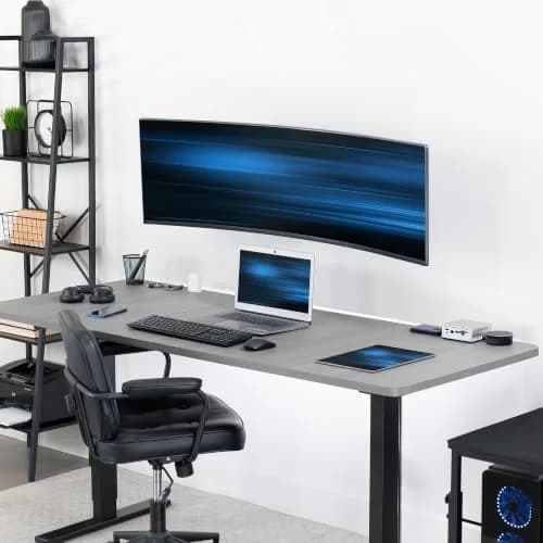 VIVO Black Heavy Duty Monitor Mount Wall Bracket for Ultrawide Screens up to 49 inch | 6.3 inch Height Adjustment thumbnail 2