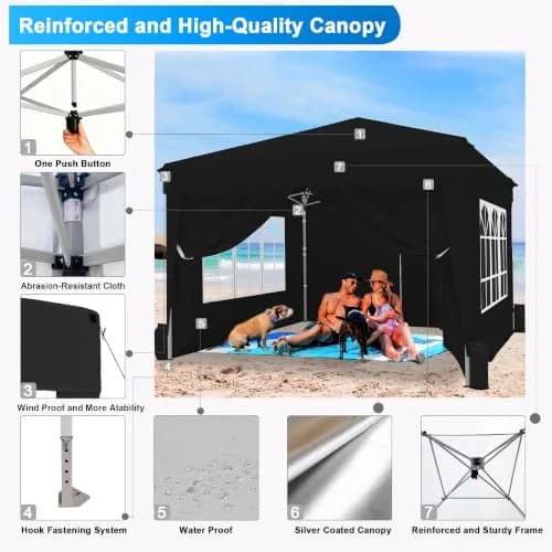 SANWAY 10x10 Pop Up Canopy with Sidewalls x 4 | Waterproof & UV-Resistant Outdoor Shelter thumbnail 5
