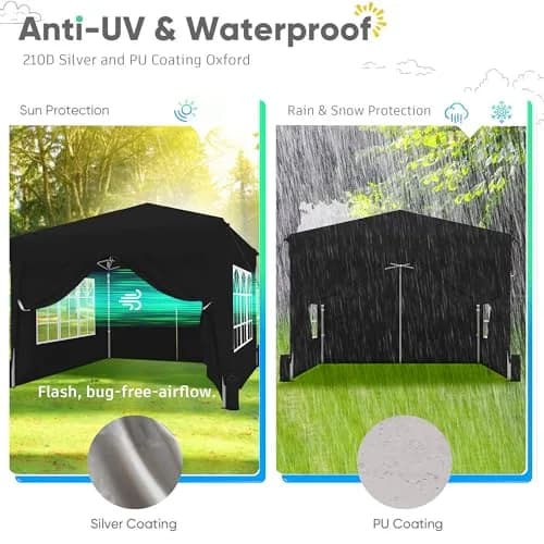 SANWAY 10x10 Pop Up Canopy with Sidewalls x 4 | Waterproof & UV-Resistant Outdoor Shelter thumbnail 2