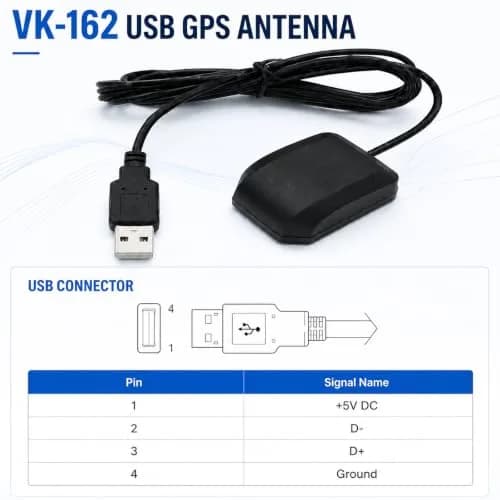 Geekstory VK-162 G-Mouse USB GPS Receiver Dongle with External Antenna for Raspberry Pi & Windows/Linux - 2 Pack | 50-Channel Navigation Module thumbnail 3