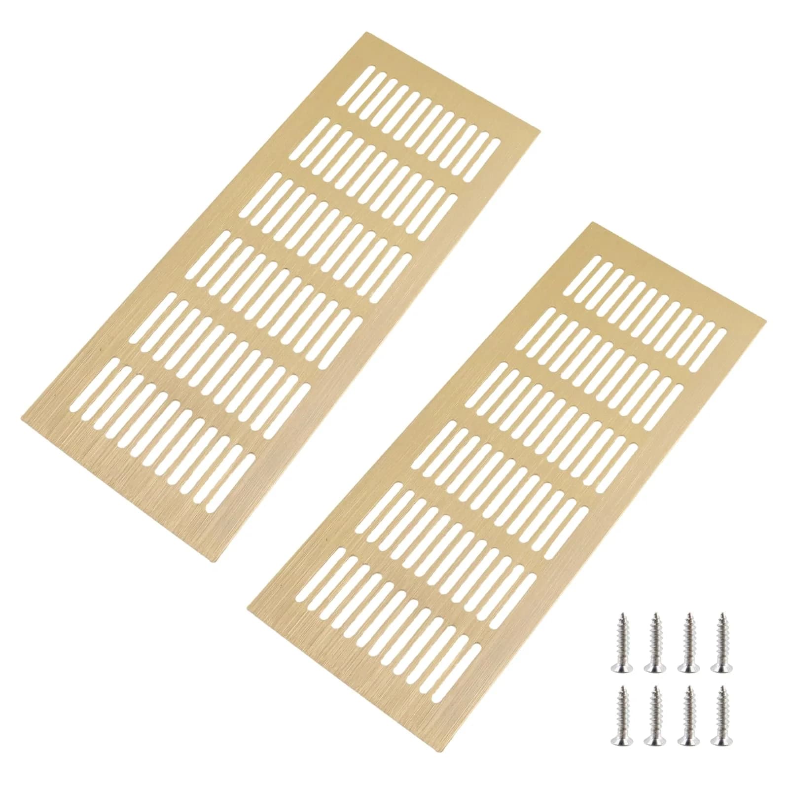 Geesatis Gold Air Vent Cover 9.8 x 4 Inch | Rust-Proof Aluminum Alloy for Cabinets & Closets - main product image
