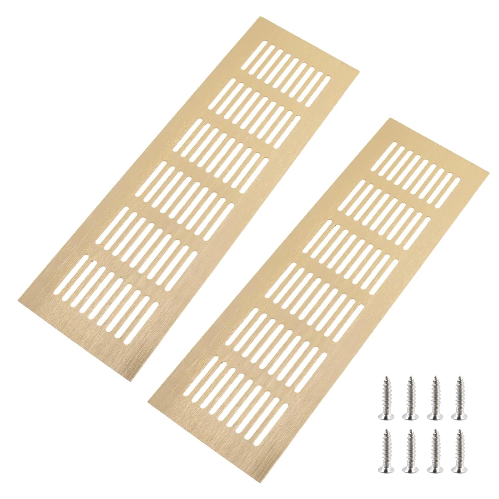 Geesatis Gold Air Vent Cover 9.8 x 3.1 Inch | Rust-Proof Aluminum Alloy for Cabinets & Closets - main product image