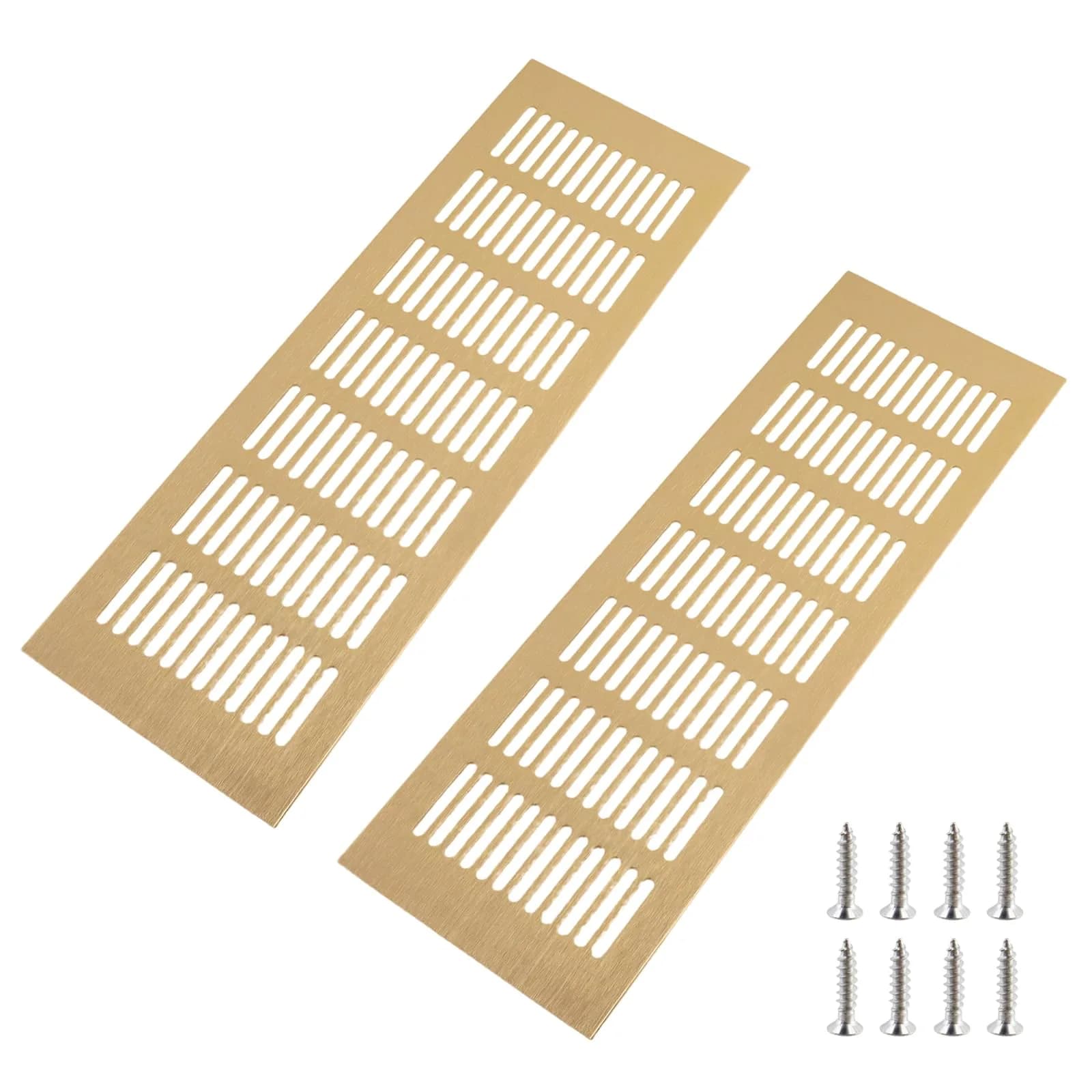 Geesatis Gold Air Vent Cover 11.8 x 4 Inch | Rust-Proof Aluminum Alloy for Cabinets & Closets - main product image