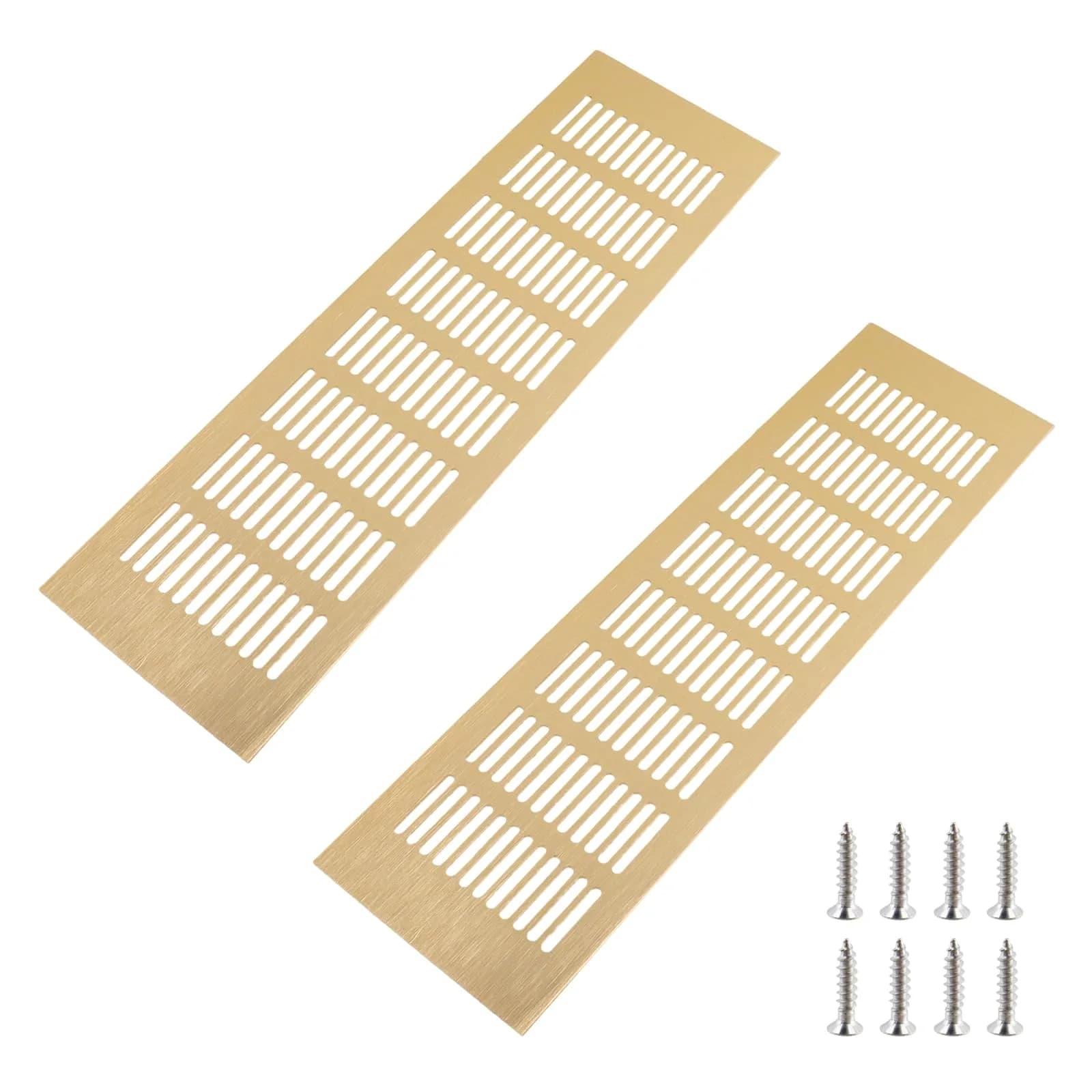Geesatis Gold Air Vent Cover 13.8 x 4 Inch | Rust-Proof Aluminum Alloy for Cabinets & Closets - main product image