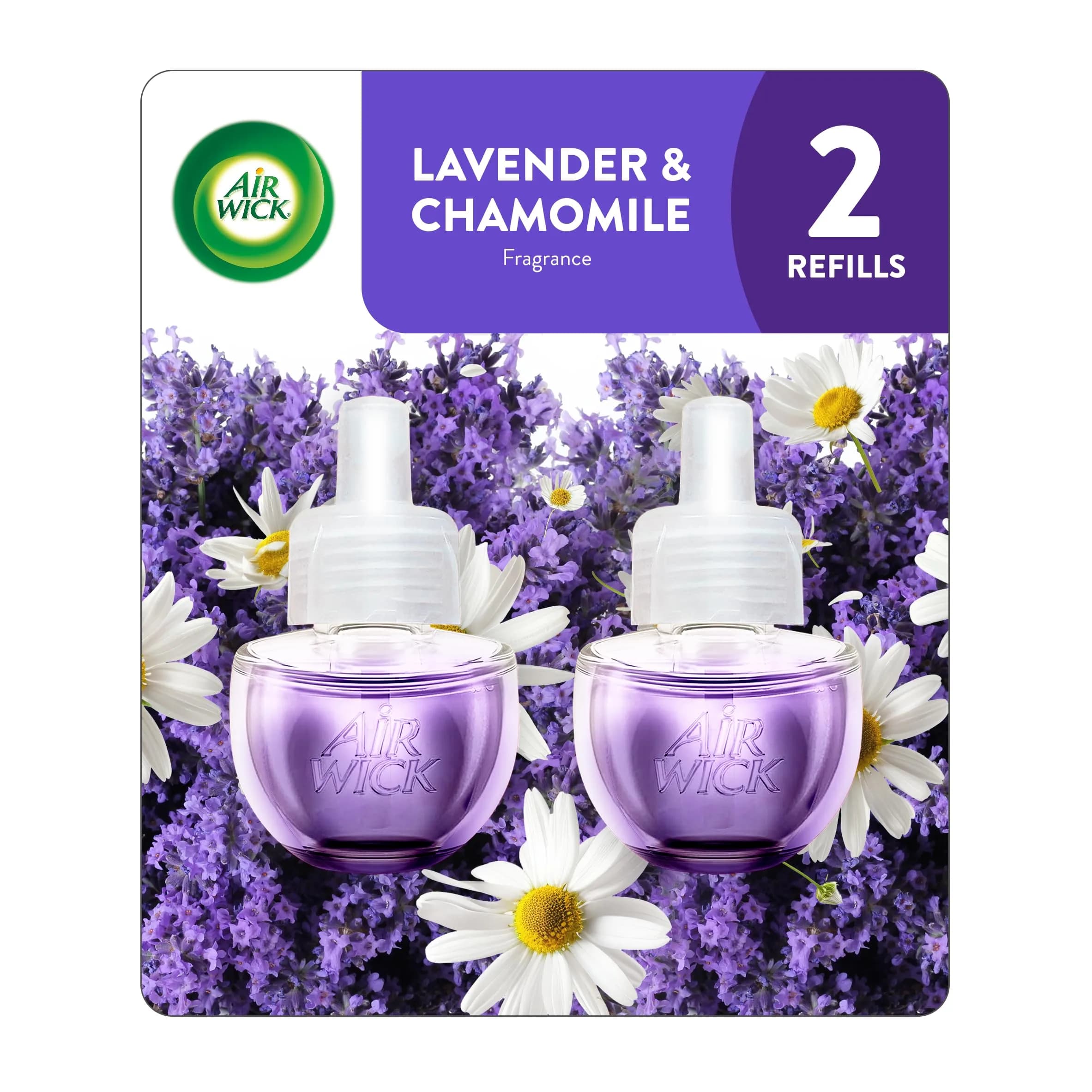 Air Wick Plug in Scented Oil Refill Lavender & Chamomile 24.12ml (0.811 Fl Oz x 12) | Essential Oils for Welcoming Homes