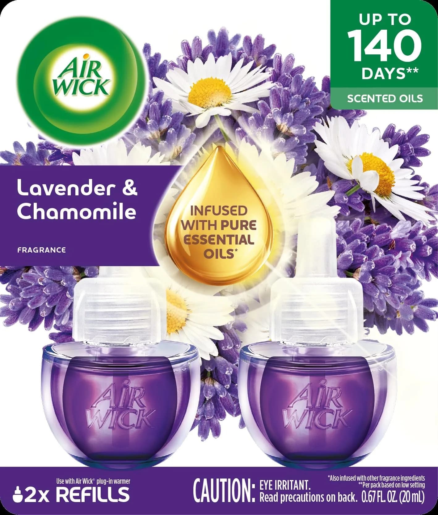 Air Wick Plug in Scented Oil Refill Lavender & Chamomile 24.12ml (0.811 Fl Oz x 12) | Essential Oils for Welcoming Homes - view 2