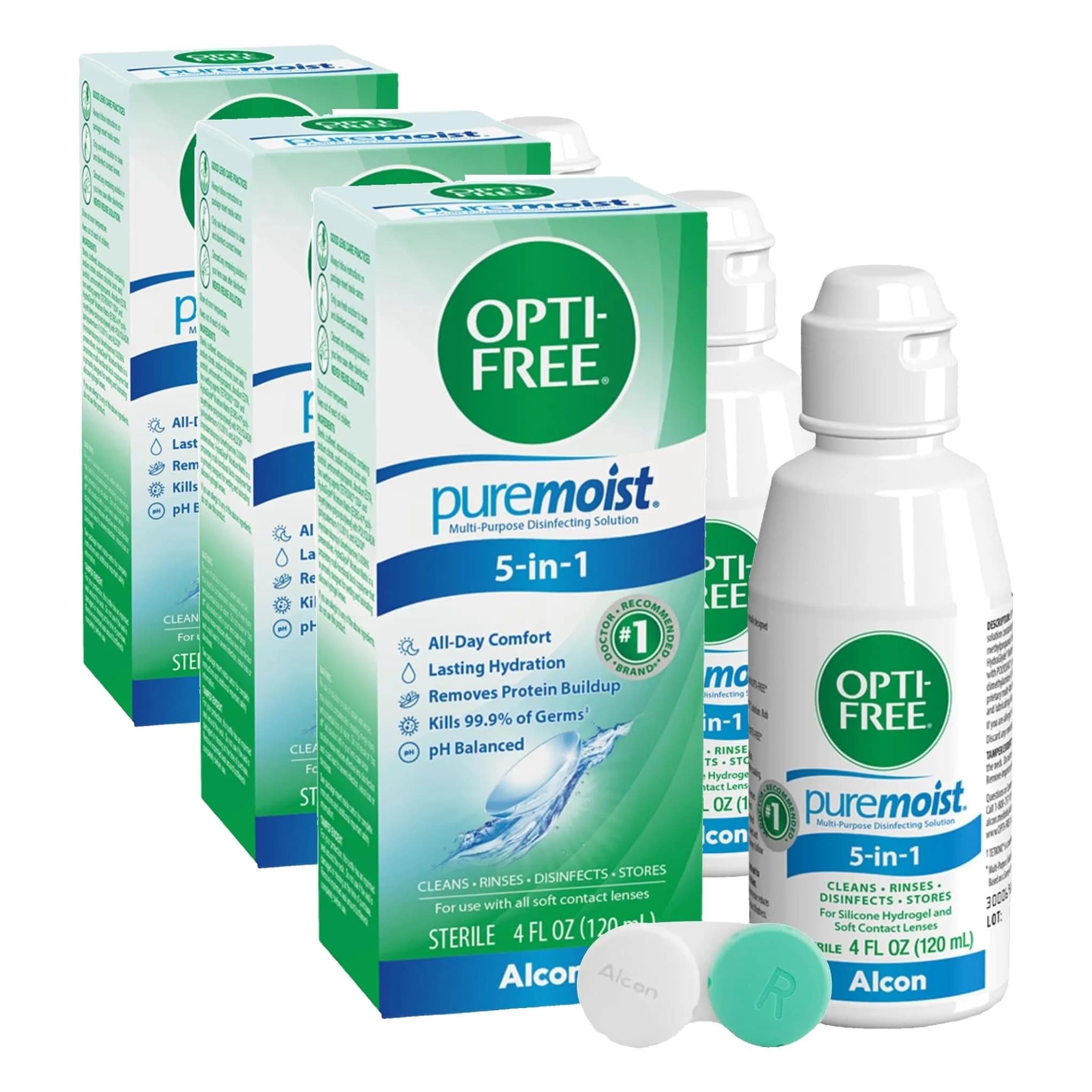 Opti-Free Puremoist Multi-Purpose Contact Lens Solution 3x10 FL Oz | Doctor Recommended for All-Day Comfort & Moisture - main product image