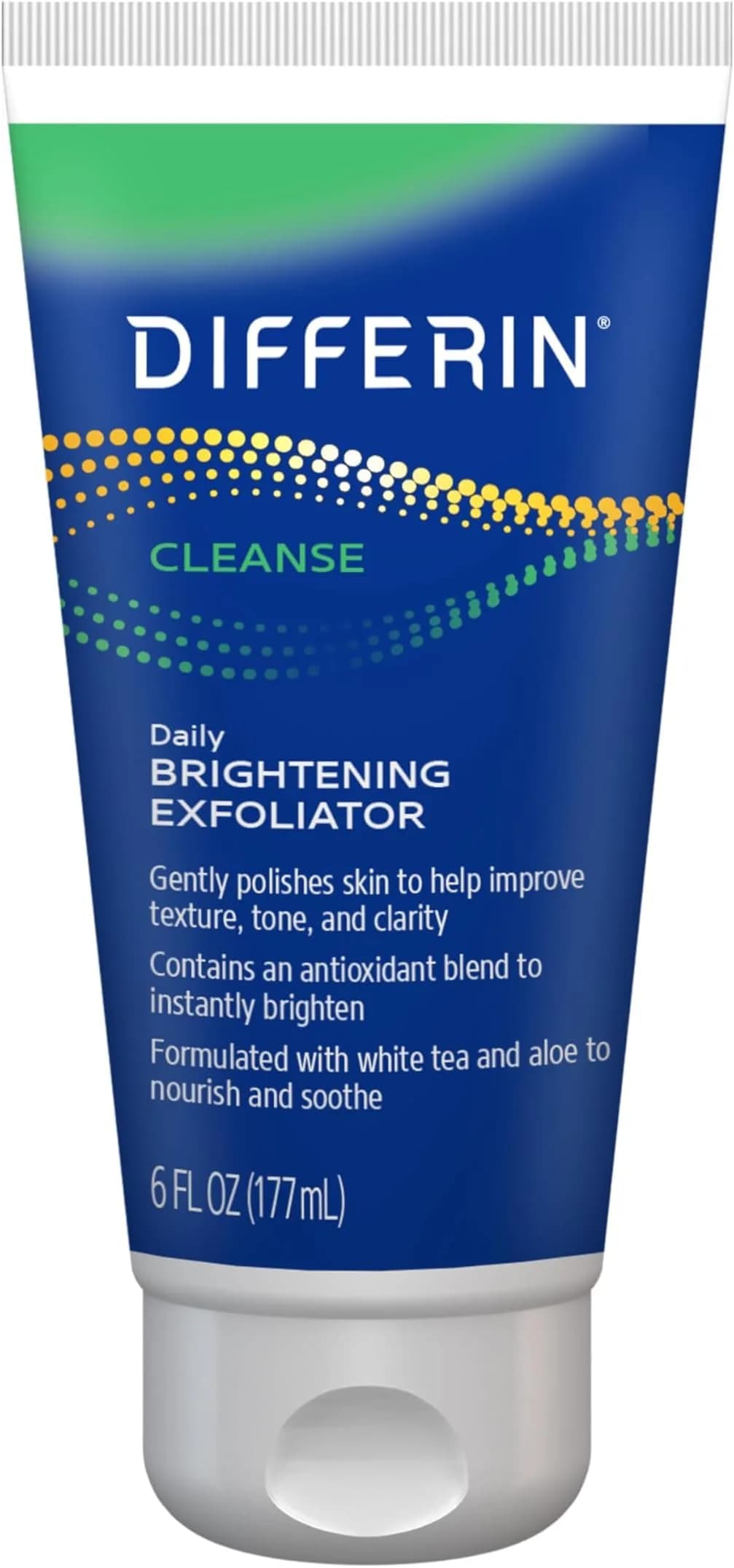 Differin Daily Brightening Face Scrub Exfoliator for Acne Prone Skin, 6oz | Gentle, Brightening & Nourishing — Green