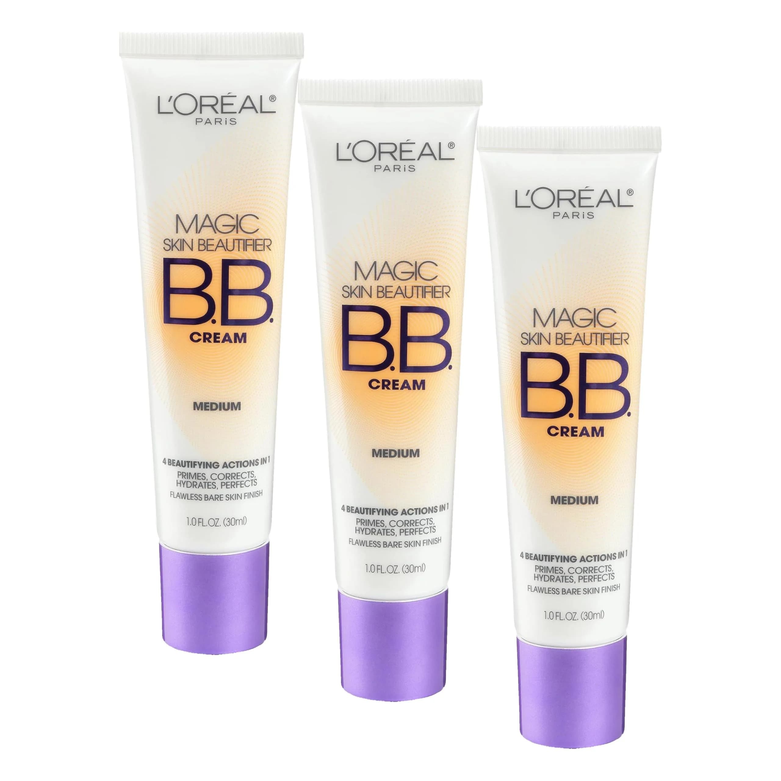 L'Oreal Paris Magic BB Cream 1 fl oz | Hydrating Skin Beautifier with Anti-Redness & Color Changing Foundation — Pack of 3