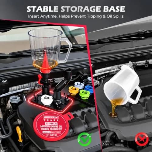 SEDY 22-Piece Engine Oil Funnel Kit with Magnetic Base & 1.59 QT No-Spill Funnel | Hands-Free Oil Filling for Cars & Motorcycles thumbnail 7