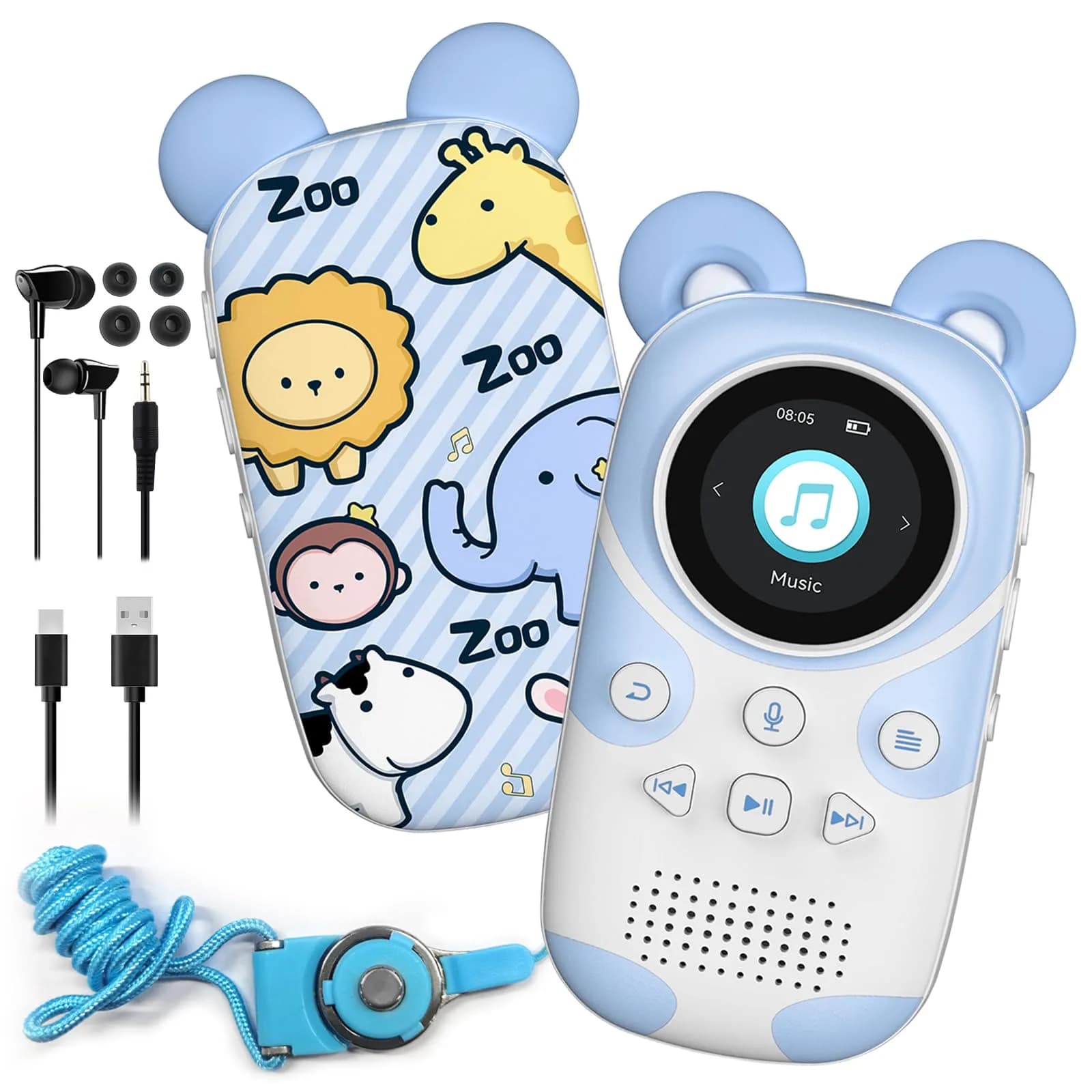 RUIZU Cute Panda MP3 Player for Kids 32GB | Bluetooth 5.3, Built-in Speaker, 100-Hour Battery - main product image