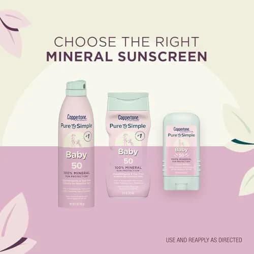 Coppertone Pure and Simple Baby Sunscreen Lotion SPF 50, Zinc Oxide Mineral Sunscreen for Babies, Hypoallergenic and Tear Free, 2 x 6 Fl Oz Bottles thumbnail 6