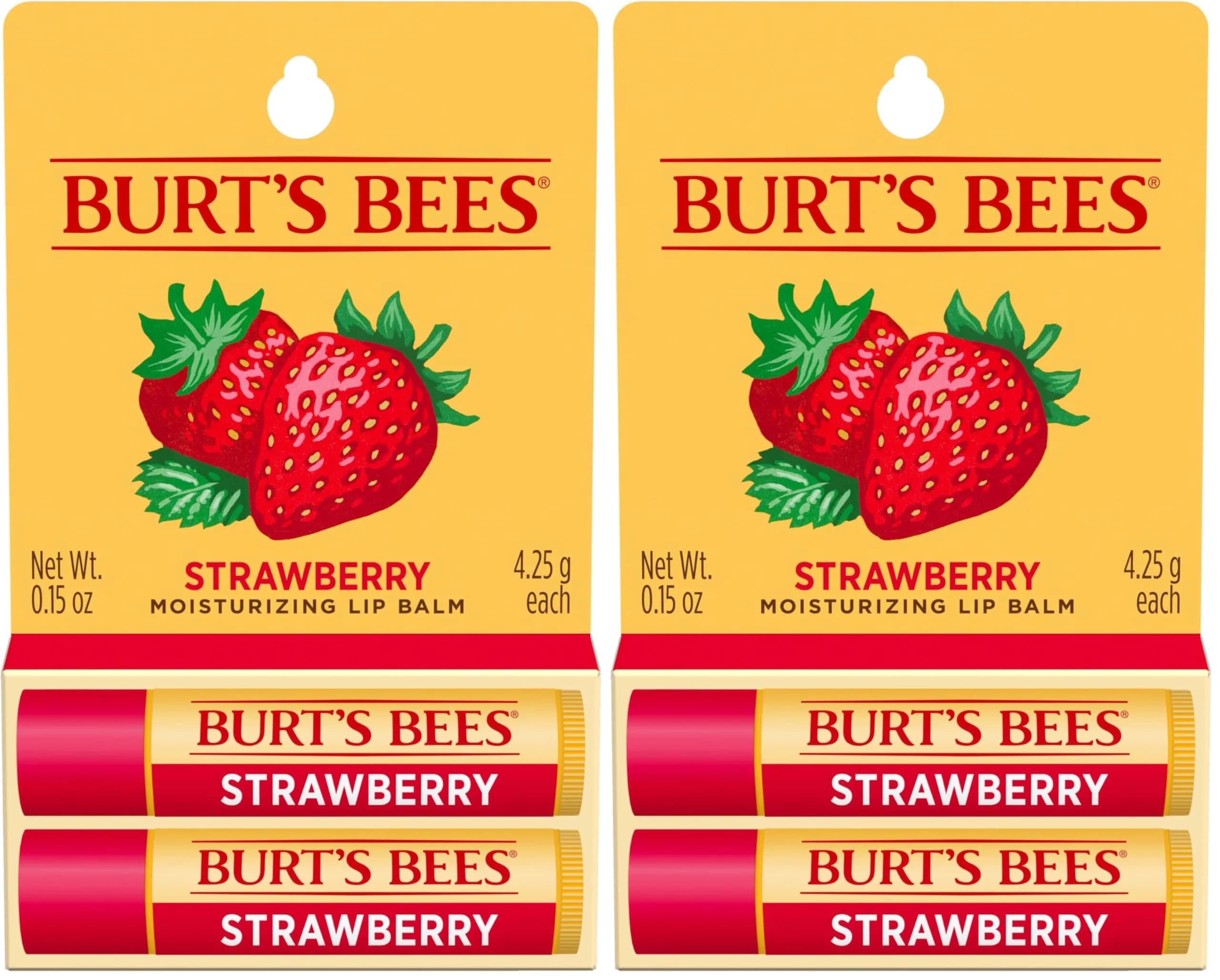Burt's Bees Strawberry Tint-Free Lip Balm - Pack of 2 Tubes - main product image