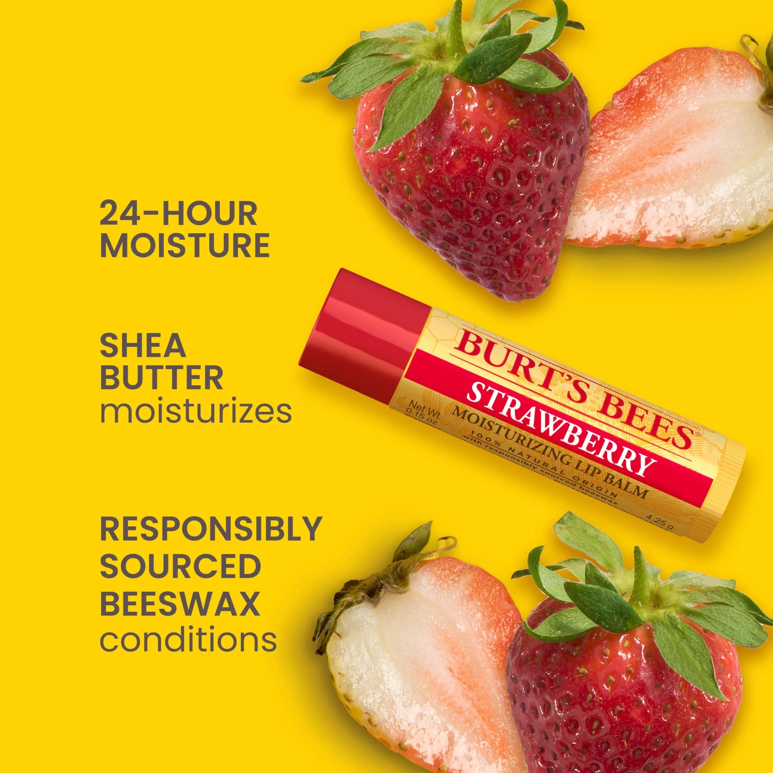 Burt's Bees Strawberry Tint-Free Lip Balm - Pack of 2 Tubes - view 2
