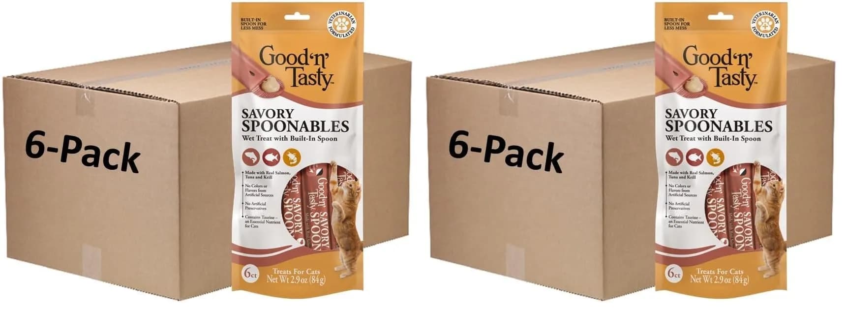 Good ‘N’ Tasty Savory Spoonables with Salmon, Tuna & Krill | Triple Flavor Wet Treats for Cats — Yellow