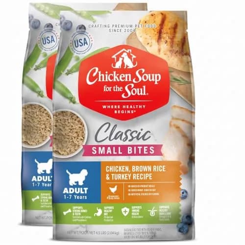 Chicken Soup for the Soul Natural Small Bites Adult Dog Food | Real Meat First Ingredient, No By-Products, Supports Gut & Immune Health, Chicken, Brown Rice & Turkey 4.5lb thumbnail 1
