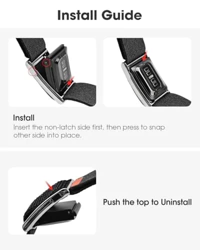 MAKCPOIMER Black Nylon Sport Band Combo for Whoop 5.0 & Apple Watch 38/40/41/42mm | Adjustable Fitness Wristband with Metal Bumper Case thumbnail 5