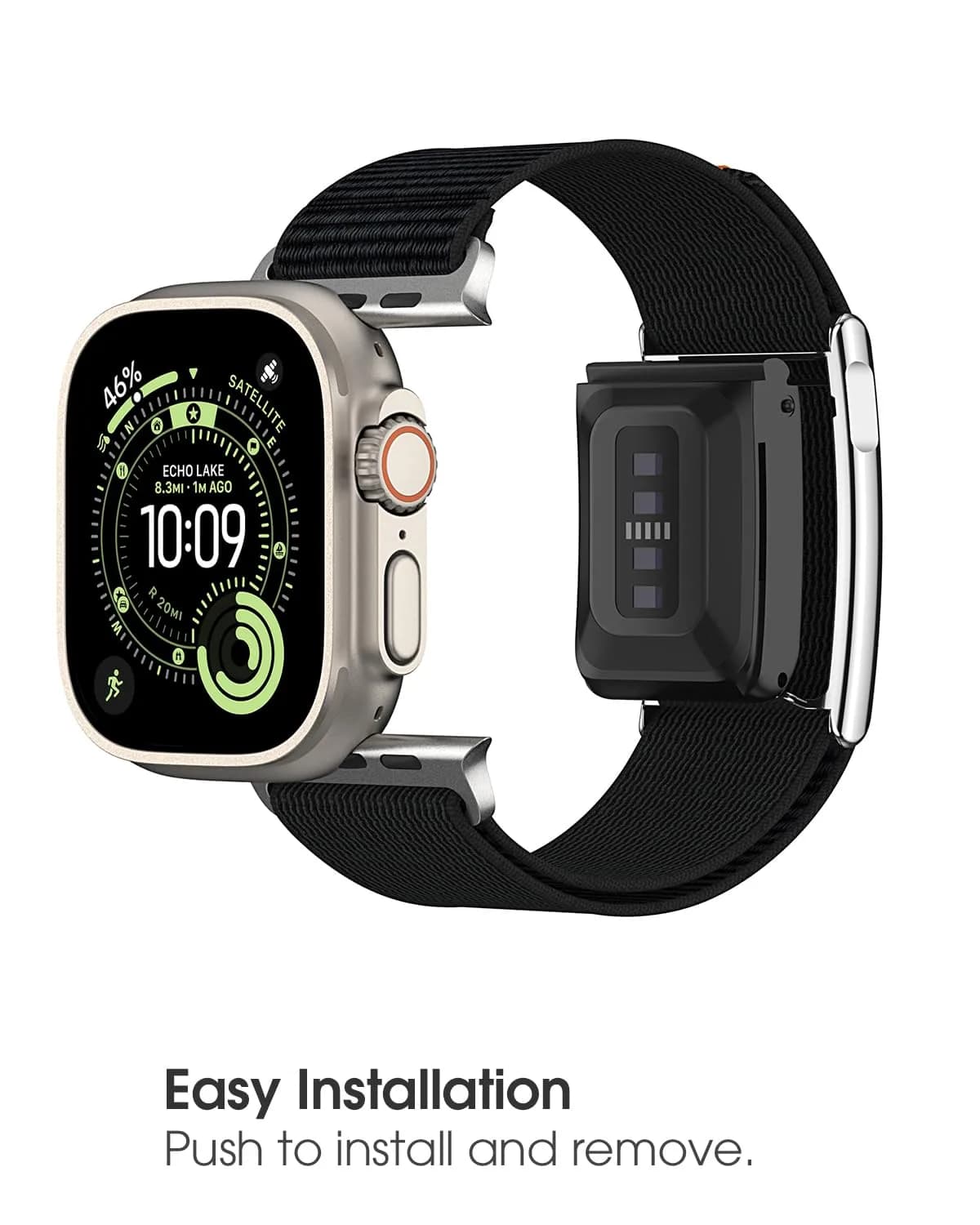 MAKCPOIMER Black Nylon Sport Band Combo for Whoop 5.0 & Apple Watch 38/40/41/42mm | Adjustable Fitness Wristband with Metal Bumper Case - view 4