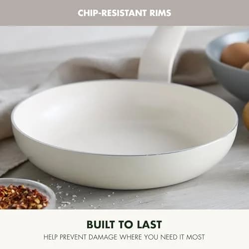 GreenPan Rio Advanced 8" Frying Pan Skillet, Ceramic Nonstick PFAS-Free, Induction Ready, Cream White | 20 cm Diameter thumbnail 2
