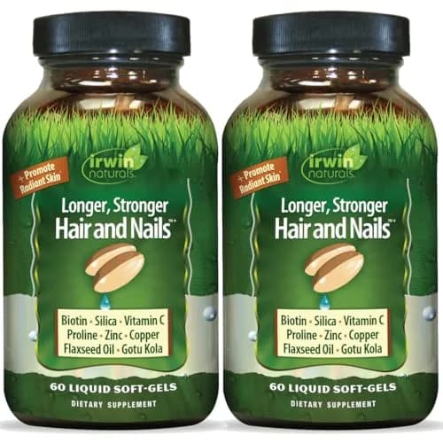 Irwin Naturals Longer, Stronger Hair & Nails 60 Softgels | Advanced Beauty Nutrition Support thumbnail 1