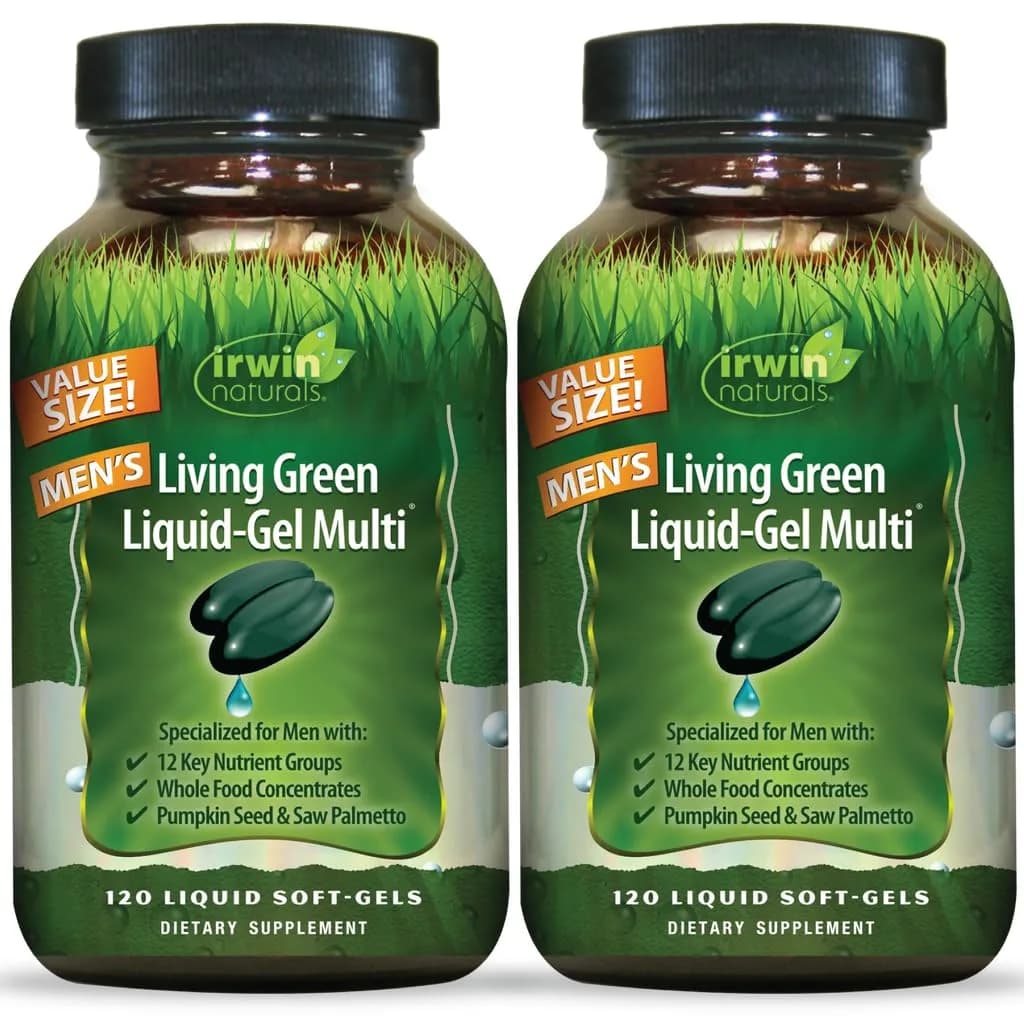 Irwin Naturals Men's Living Green Daily Multivitamin 120 Soft-Gels (2 Pack) | Supports Energy & Vitality
