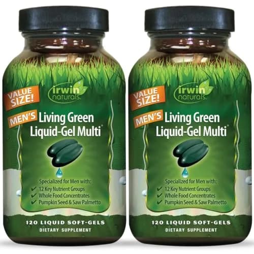 Irwin Naturals Men's Living Green Daily Multivitamin 120 Soft-Gels (2 Pack) | Supports Energy & Vitality thumbnail 1
