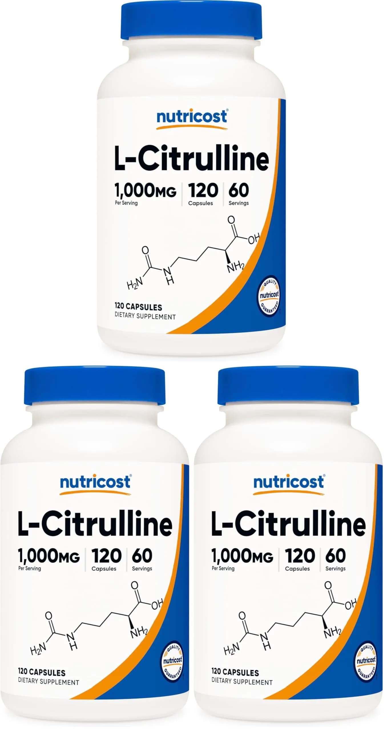 Nutricost L-Citrulline 500mg | Gluten Free, Non-GMO, 120 Capsules Pack of 3