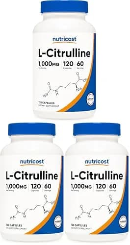Nutricost L-Citrulline 500mg | Gluten Free, Non-GMO, 120 Capsules Pack of 3 thumbnail 1