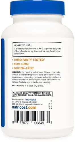 Nutricost L-Citrulline 500mg | Gluten Free, Non-GMO, 120 Capsules Pack of 3 thumbnail 4