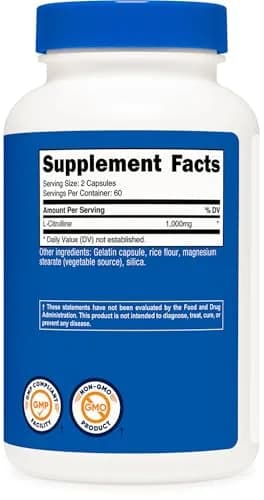 Nutricost L-Citrulline 500mg | Gluten Free, Non-GMO, 120 Capsules Pack of 3 thumbnail 5