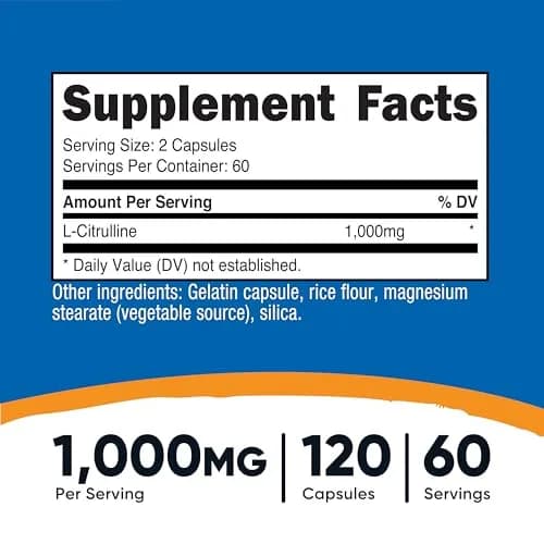 Nutricost L-Citrulline 500mg | Gluten Free, Non-GMO, 120 Capsules Pack of 3 thumbnail 2