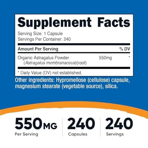Nutricost Astragalus Capsules 550mg 240 Count (Pack of 3) | 550mg Herbal Supplement thumbnail 2