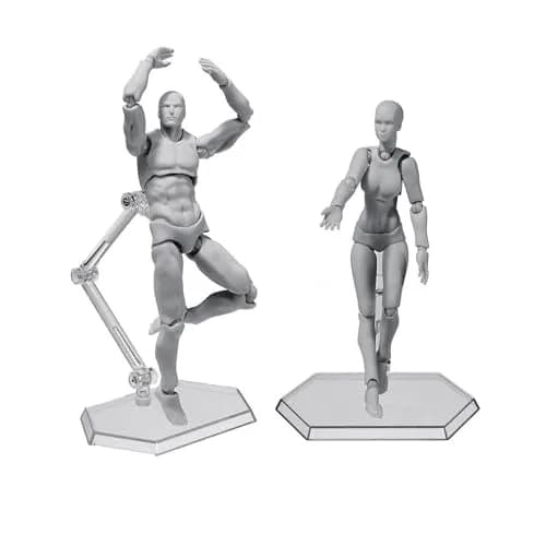 Haniforever Artist Mannequin Set Grey Male+Female 14cm (5.5") | Posable Art Figures for Sketching & Painting thumbnail 1