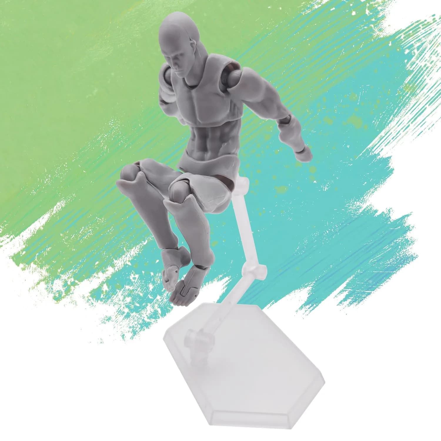 Haniforever Artist Mannequin Set Grey Male+Female 14cm (5.5") | Posable Art Figures for Sketching & Painting - view 4