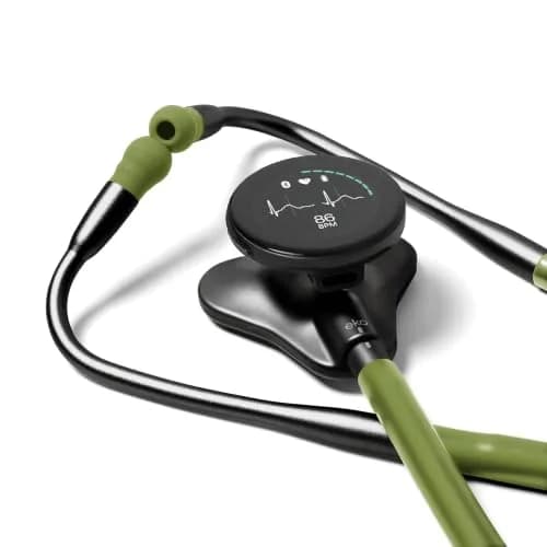 EKO CORE 500™ Digital Stethoscope — 40x Amplification, Active Noise Cancellation, 3-Lead ECG, FDA-Cleared AI with Eko+, Full-Color Display, Reimbursement Eligible — Military Green thumbnail 1