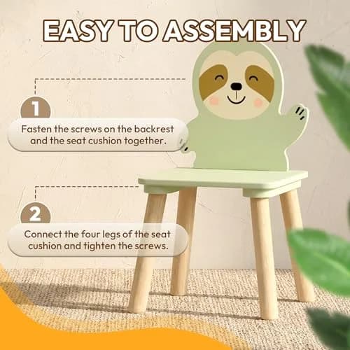 BRITEMART Kids Table and 2 Chairs | Toddler Wooden Stable Set for Ages 3-8 thumbnail 5