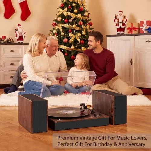 M MUSIC PUBLIC KINGDOM Bluetooth Record Player Turntable 3-Speed Belt-Drive Vinyl System with Bookshelf Speakers | Wireless & Auto-Stop thumbnail 7