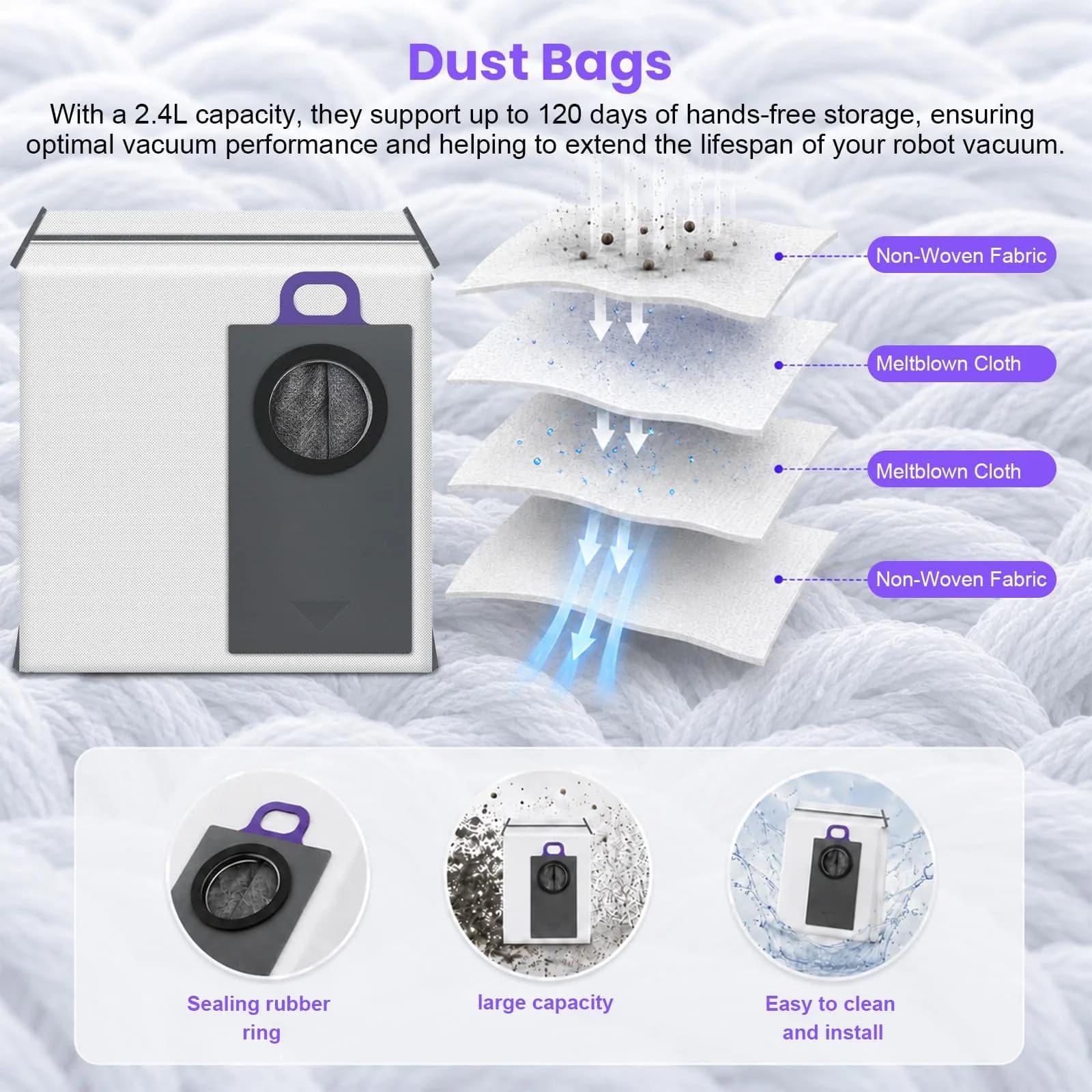 BTRSOLUS 18 Pcs Accessories Kit for NARWAL FLOW 2 Robot Vacuum | Complete Replacement Set with HEPA Filters, Dust Bags, Mops & Brushes - view 7