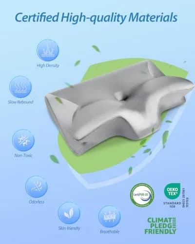 HOMCA 2 in 1 Cervical Pillow 23.6 x 15.7 x 4.7/5.6 inches | CertiPUR-US Certified Memory Foam for Neck Pain Relief thumbnail 5