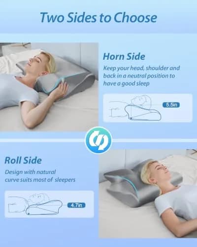 HOMCA 2 in 1 Cervical Pillow 23.6 x 15.7 x 4.7/5.6 inches | CertiPUR-US Certified Memory Foam for Neck Pain Relief thumbnail 6