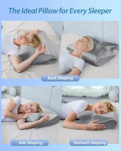 HOMCA 2 in 1 Cervical Pillow 23.6 x 15.7 x 4.7/5.6 inches | CertiPUR-US Certified Memory Foam for Neck Pain Relief thumbnail 7