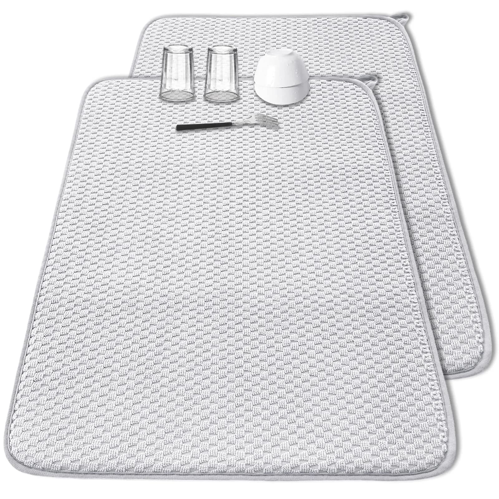 Meirrnyyu Microfiber Dish Drying Mat 30x24 inch | Large Absorbent Kitchen Pad for Countertops & Sinks