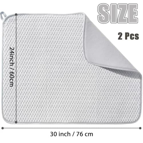 Meirrnyyu Microfiber Dish Drying Mat 30x24 inch | Large Absorbent Kitchen Pad for Countertops & Sinks thumbnail 2