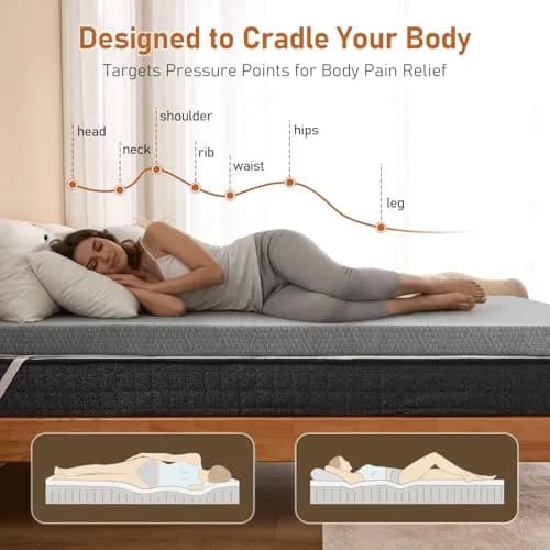 DP DAXPOO Firm Mattress Topper King 3-Inch | Back Pain Relief & Cooling Support thumbnail 4